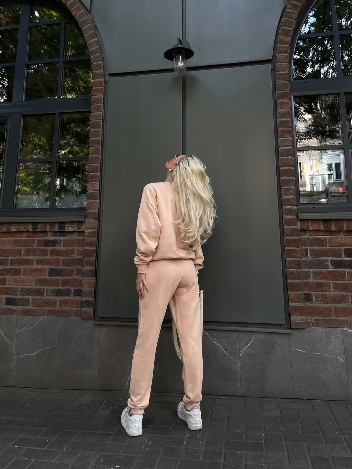 Beige sports suit without a hood